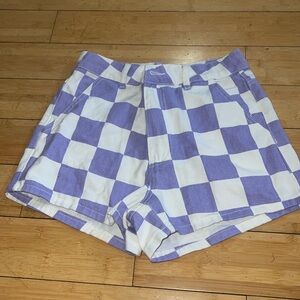 SHEIN Purple and white checkered short